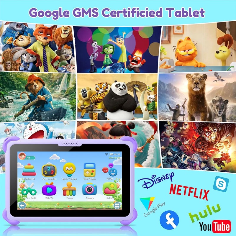 Trayoo Kids Tablet 7 inch Tablets for Kids 3-12, 32GB Android Toddler Tablet with Solid Case, YouTube, Netflix, GMS, Bluetooth, WiFi, Education Learning Apps Installed, Parent Control(Purple) - Image 5